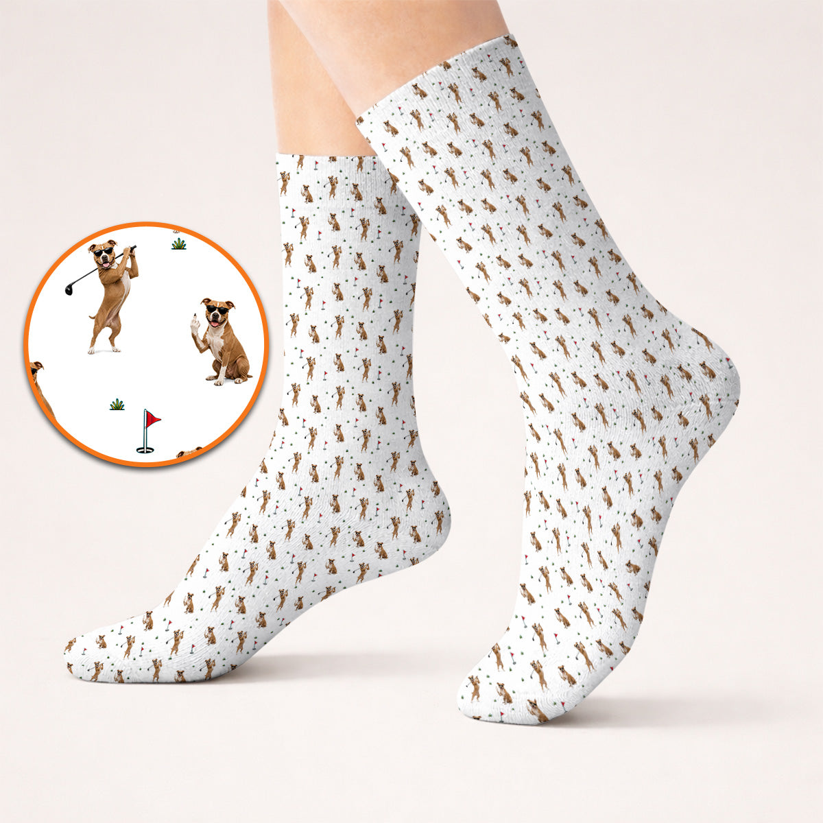 Pit Bull Golf Socks, Funny Pit Bull Pattern Golf Sock for Dog Lovers, Golf Gift for Golfer
