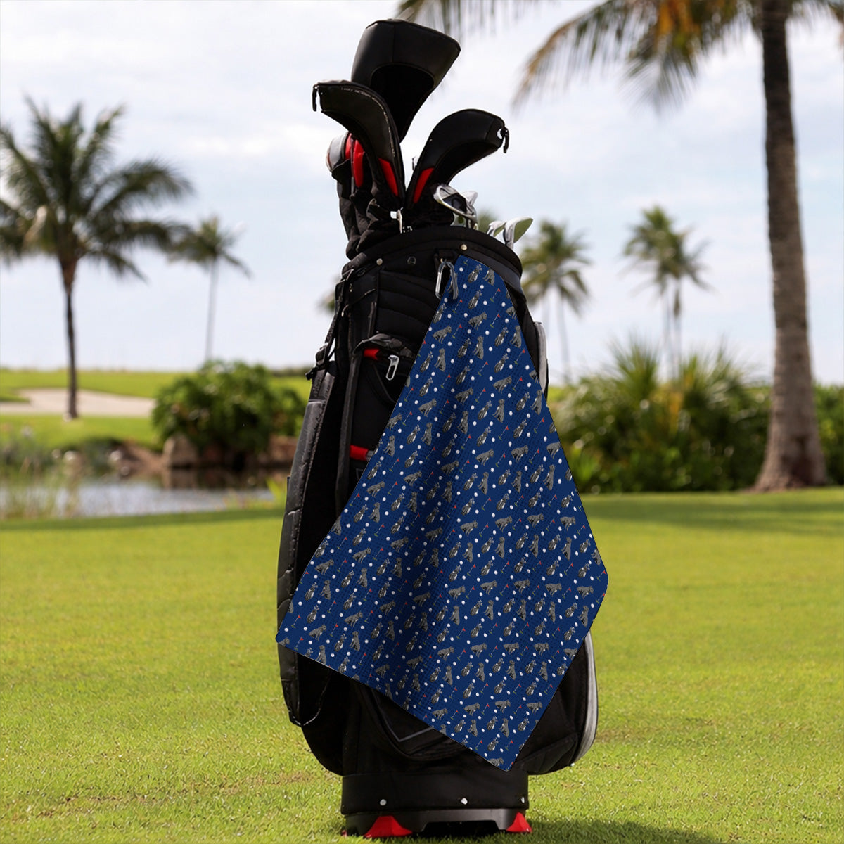 Funny Cane Corso Pattern Golf Towel, Black Cane Corso Golf Towels for Dog Lovers, Golf Gift for Golfers