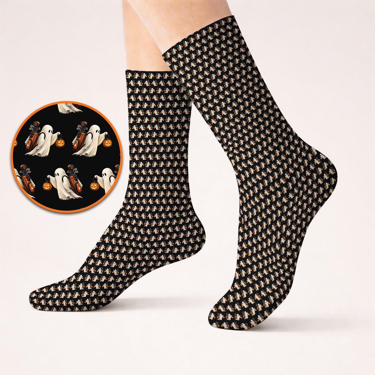 Halloween Golf Socks, Ghost Pattern Golf Sock, Spooky Golf Gift for Golf Lovers