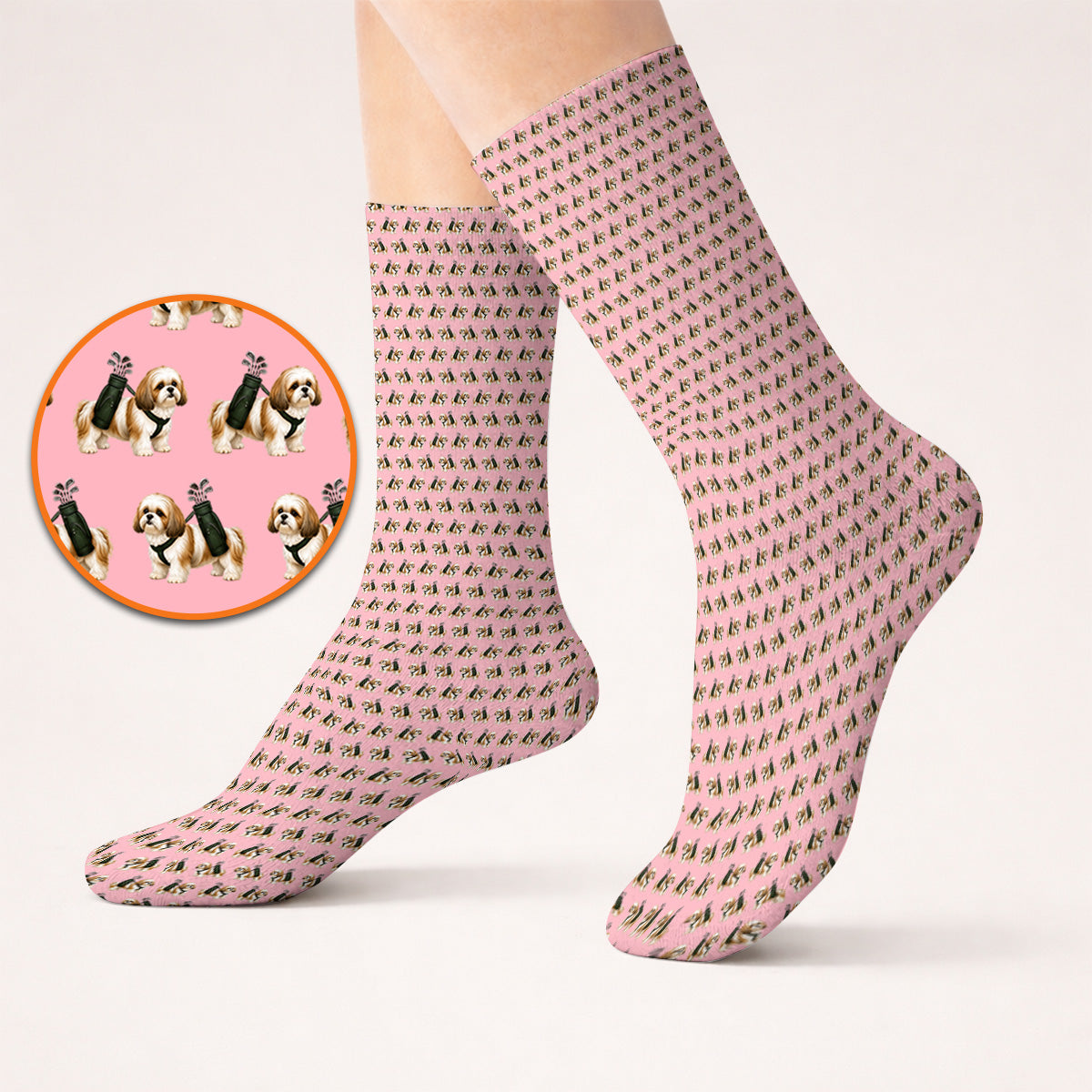 Shih Tzu Golf Sock, Cute Shih Tzu Pattern Golf Socks, Golf Gift For Golfer