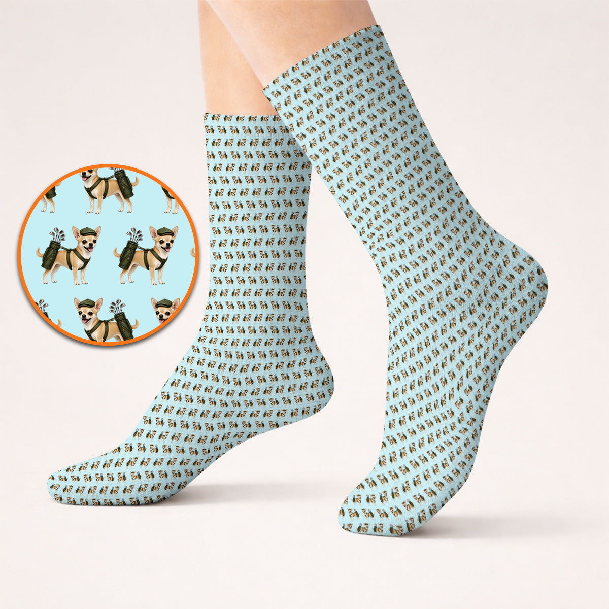 Crazy Chihuahua Golf Socks, Cute Chihuahua Golf Pattern Sock for Dog Lovers, Golf Gift For Golfer