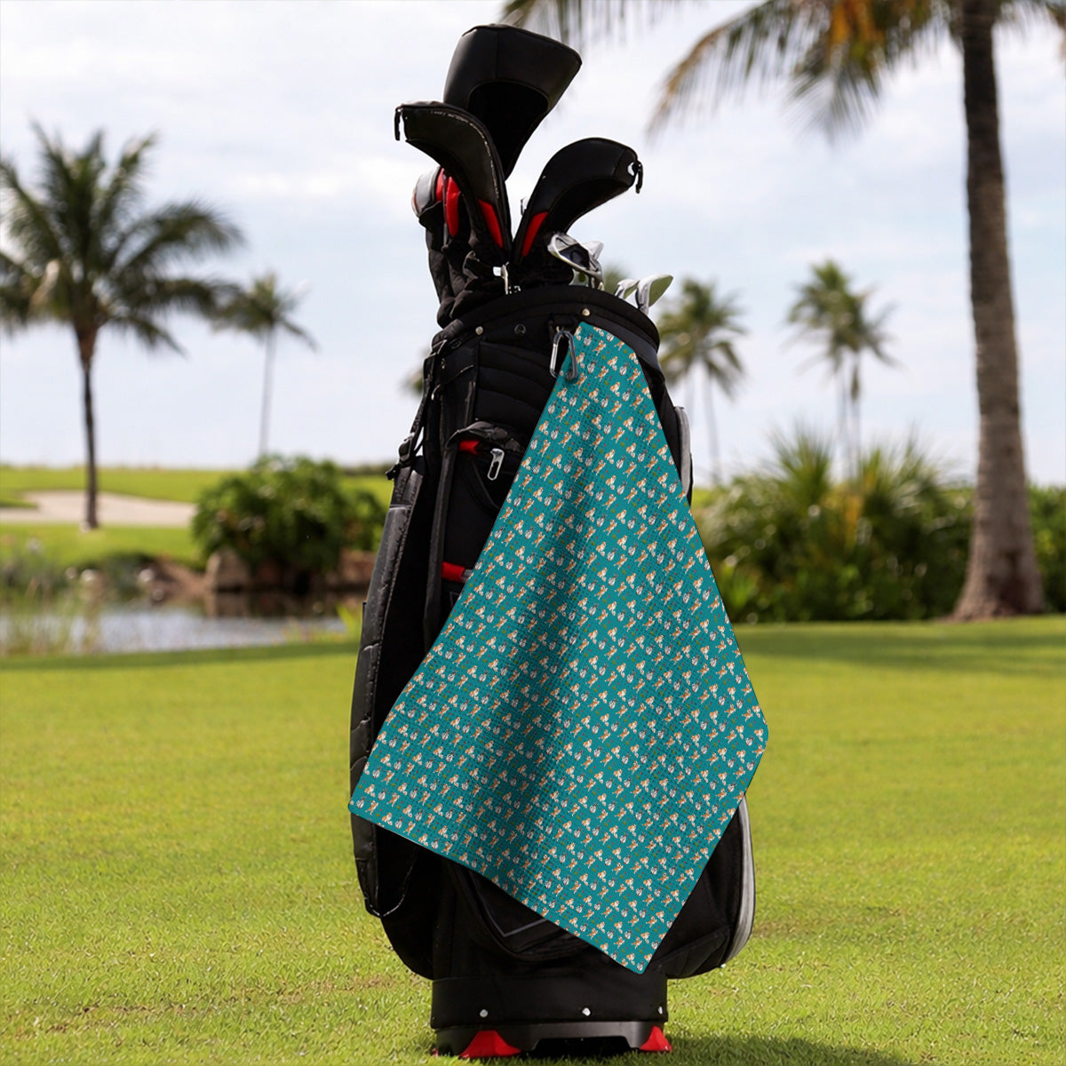 Bulldog Golf Pattern Towels, English Bulldog Golf Towel, Funny Dog Golf Gift