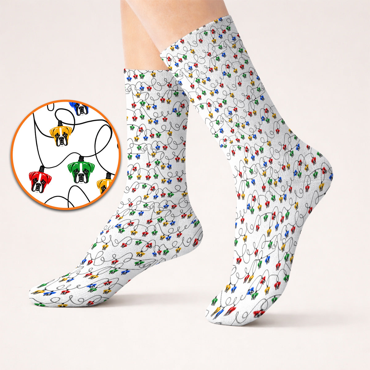 Boxer Dog Golf Socks, Colorful Boxer Pattern Golf Sock, Funny Dog Lover Golf Gift