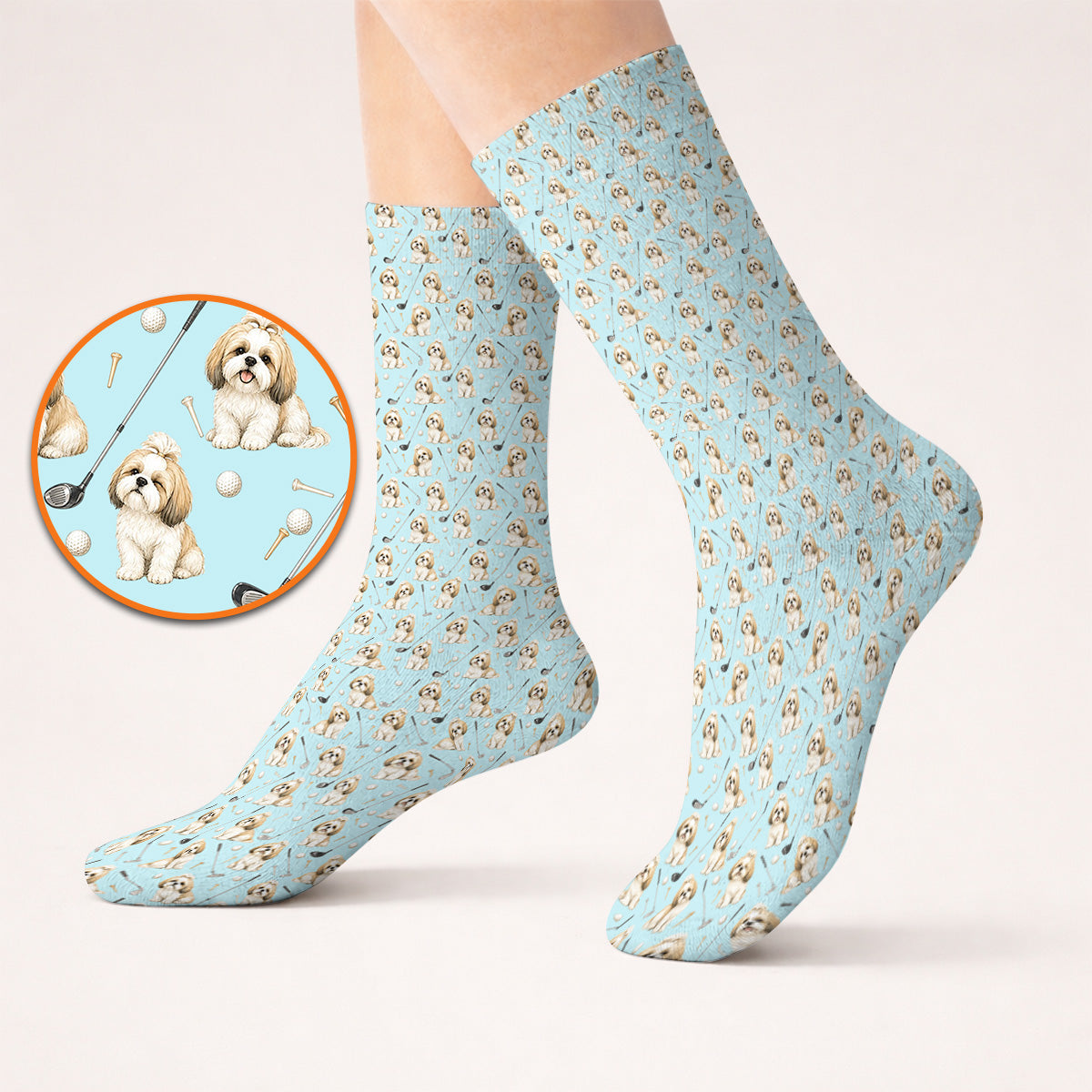 Shih Tzu Golf Socks, Cute Shih Tzu Pattern Golf Sock, Crazy Golf Gift For Golfer