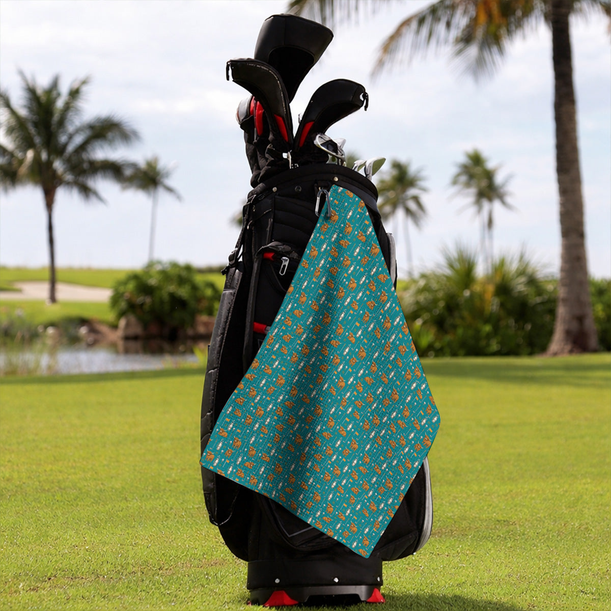 Highland Cow Fairway Towels, Highland Cow Golf Pattern Towel, Golf Gift For Golfer