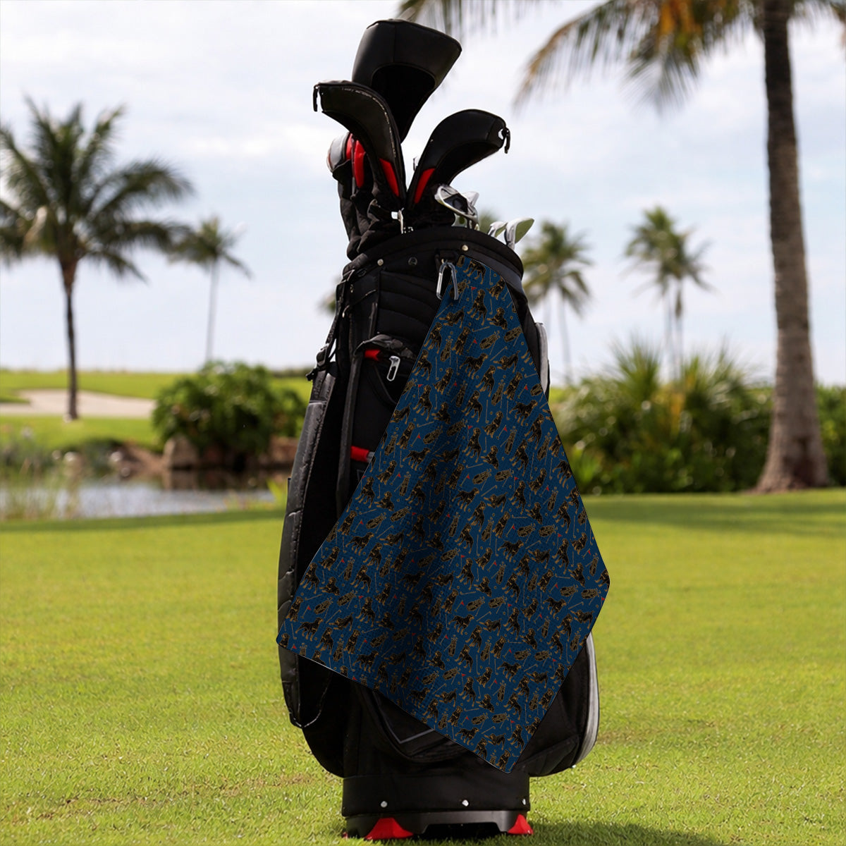 Crazy Rottweiler Golf Towel, Rottweiler Dog Pattern Golf Towels, Golf Gift For Golfer