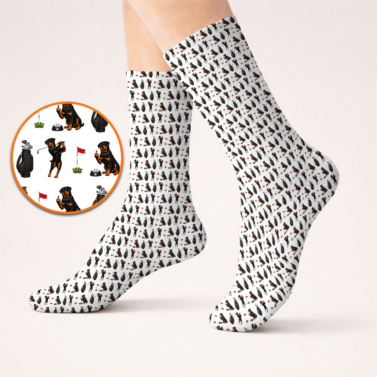 Funny Rottweiler Golf Socks, Rottweiler Pattern Golf Sock, Dog Dad Golf Shirt