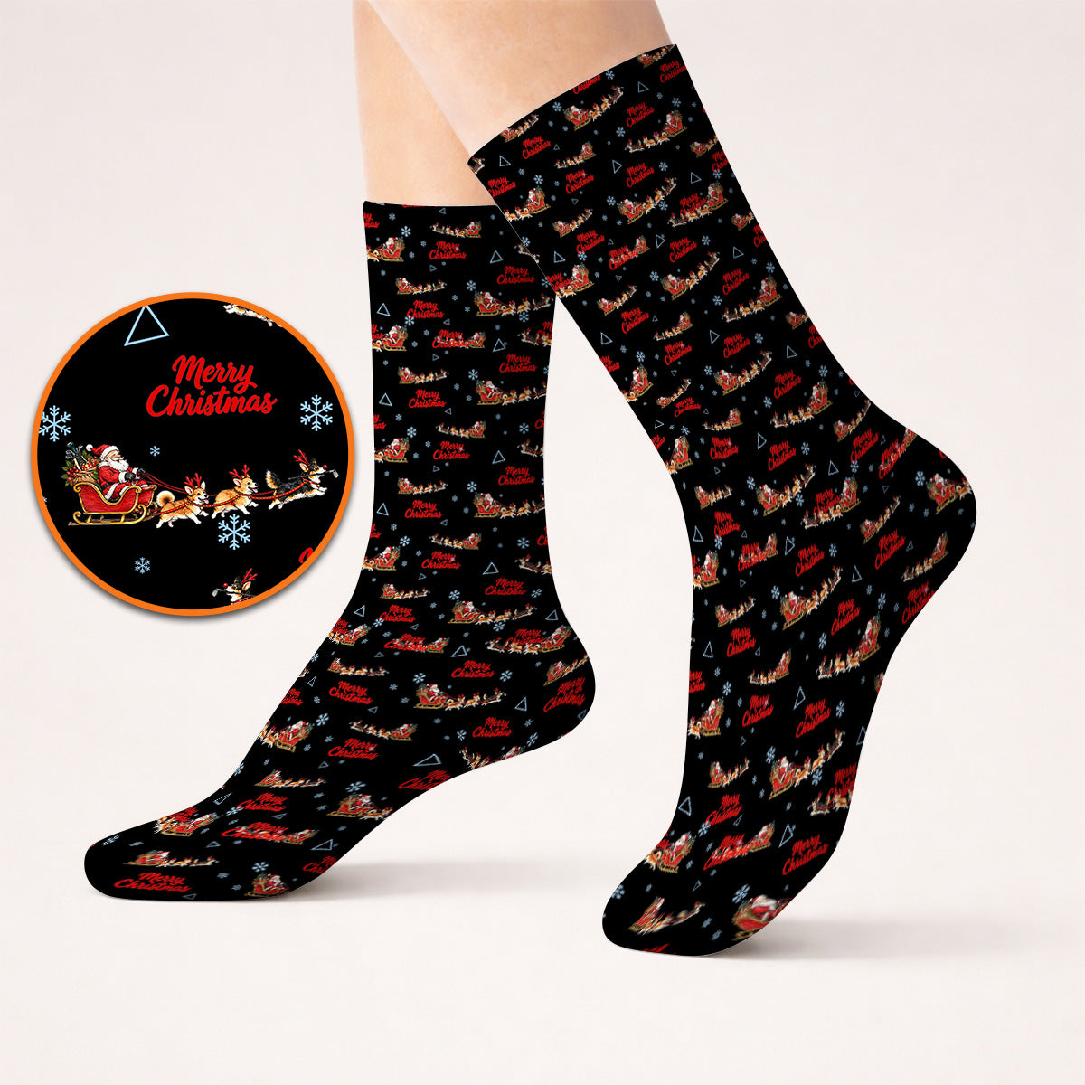 Corgi Christmas Pattern Golf Socks, Funny Corgi Golf Sock, Xmas Golf Gift For Golfers