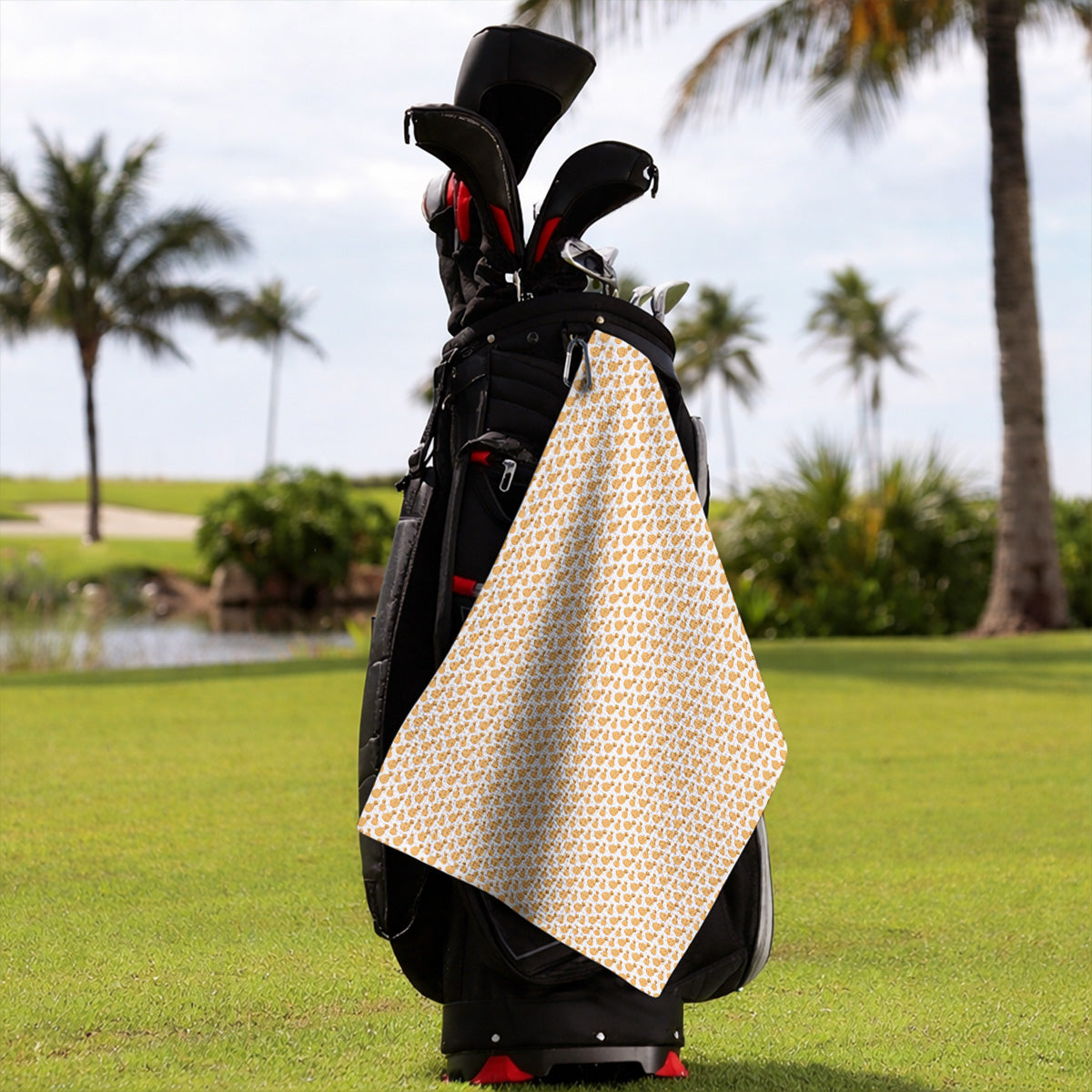 Golden Retriever Middle Finger Golf Towel, Funny Dog Pattern Golf Towels, Crazy Golf Gift For Golfer