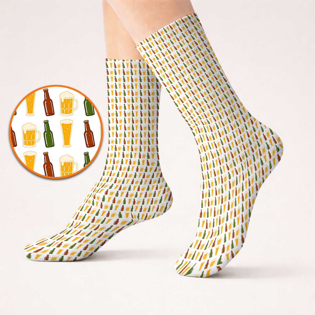 Beer Bottles Golf Socks, Vintage Beer Pattern Golf Sock, Funny Golf Gift For Golfer