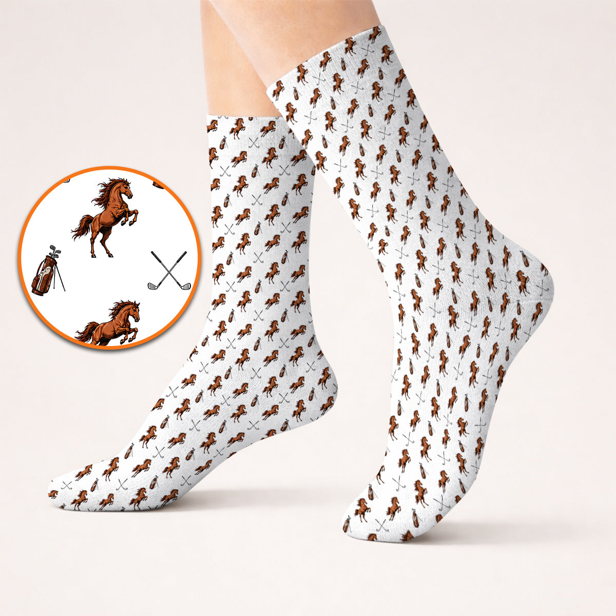 American Quarter Horse Golf Socks, Horse Pattern Golf Sock for Equestrian Lovers, Western Horse Golf Gift for Golfers