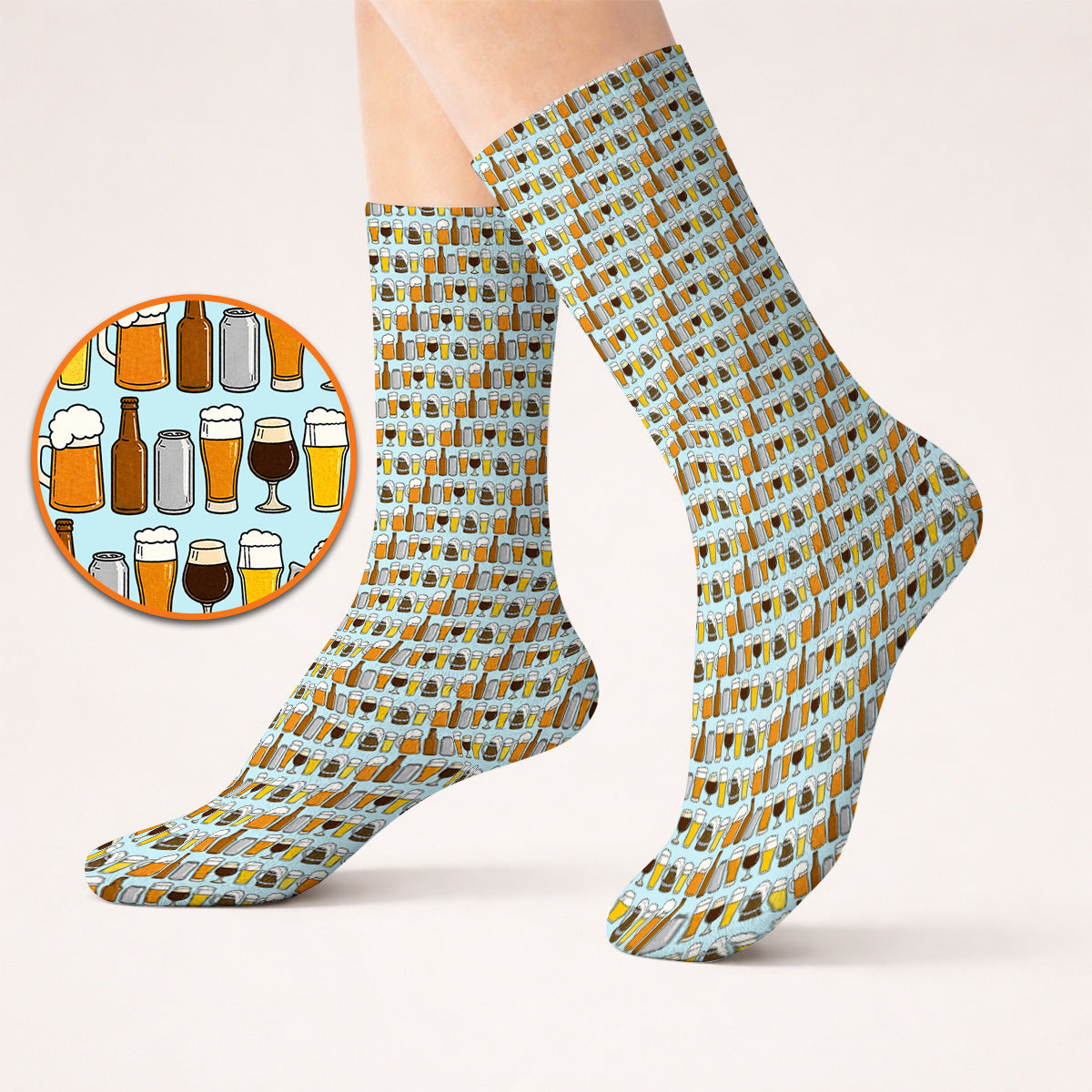 Beer Pattern Golf Socks, Funny Beer Lover Golf Sock, Golf Gift For Beer Lovers