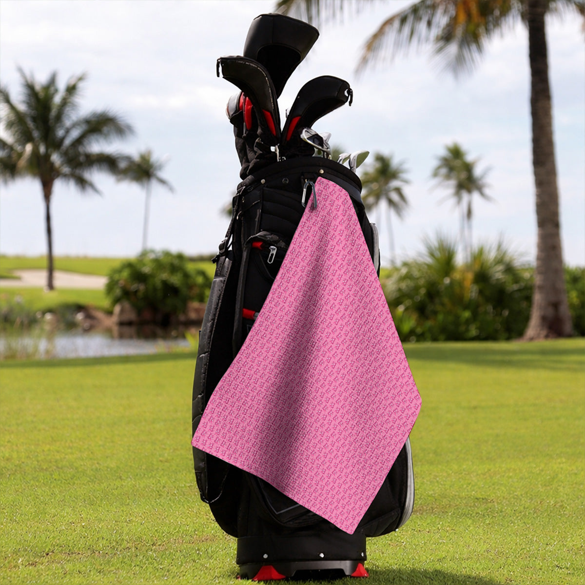 Breast Cancer Awareness Golf Towel, Pink Ribbon Butterfly Golf Towels for Golf Lovers, Support Cancer Awareness Golf Gift