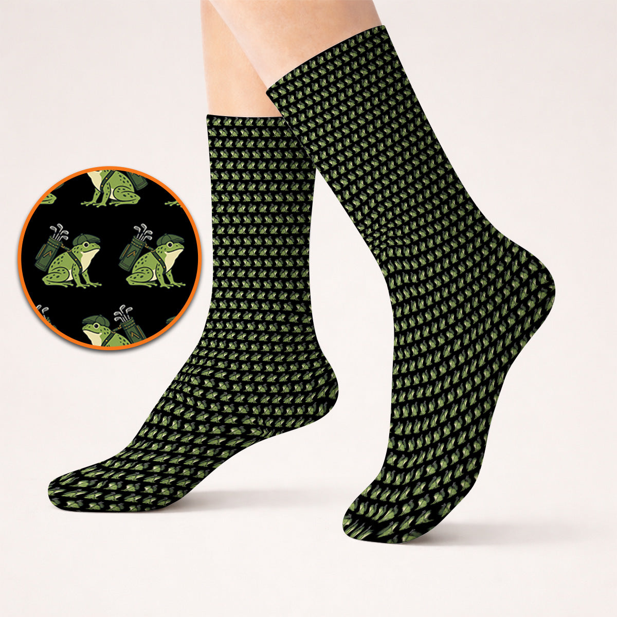Funny Frog Golf Socks, Cute Frog Pattern Golf Sock, Unique Golf Gift For Golfer