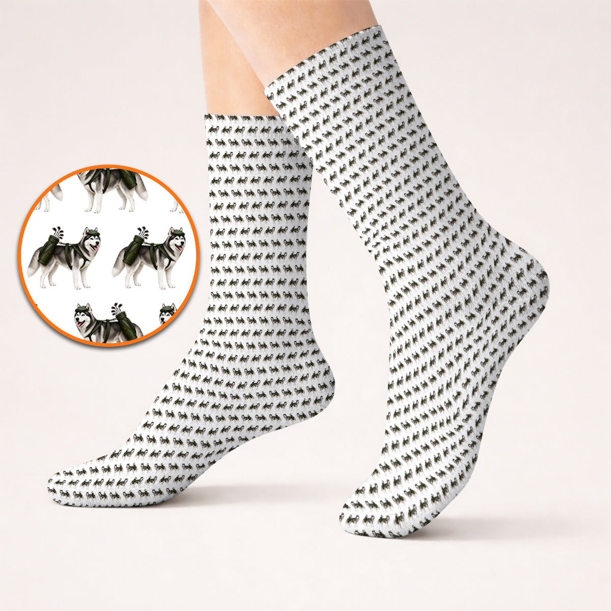 Husky Golf Socks, Husky Sibir Pattern Golf Sock For Golfer, Funny Golf Gift For Dog Lover