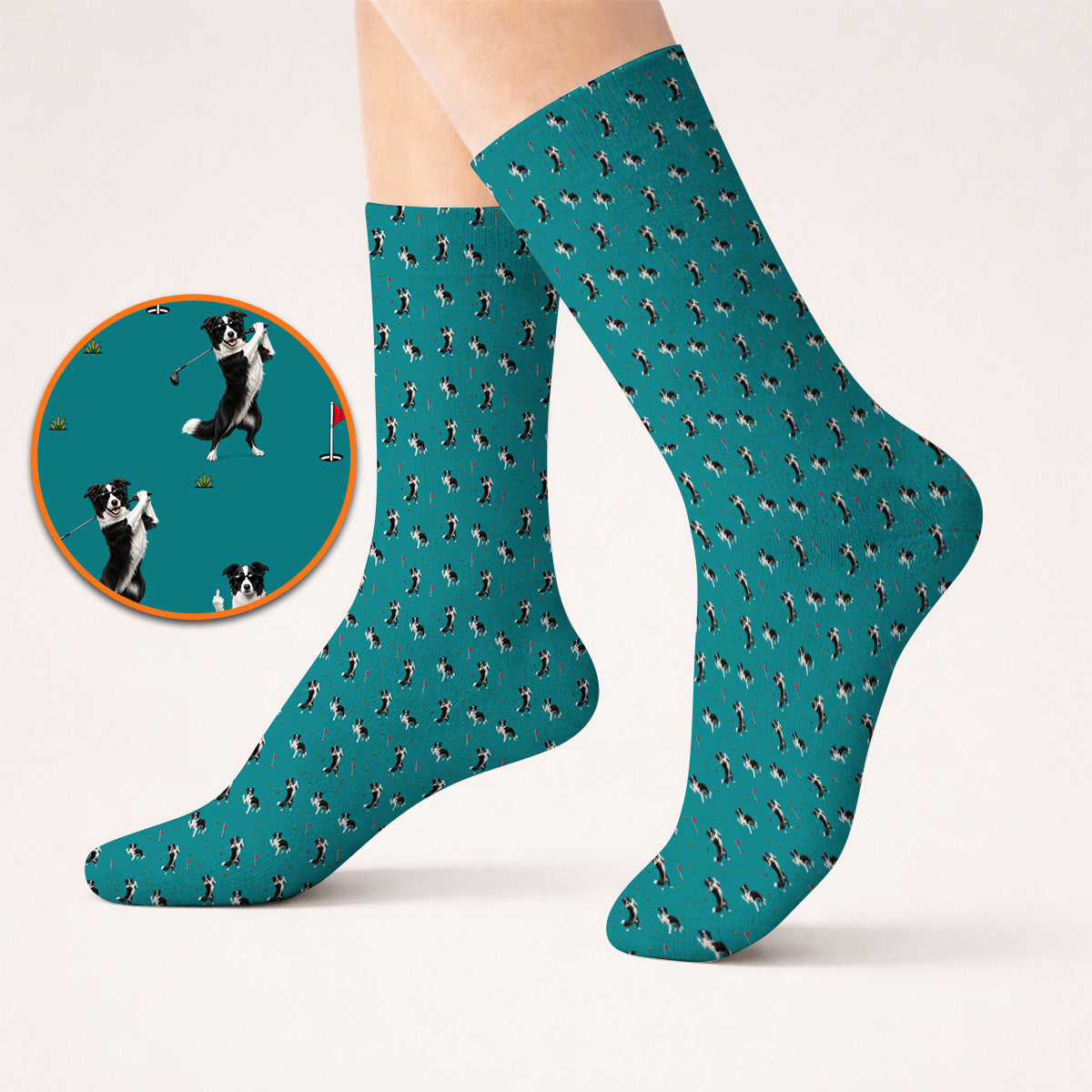 Border Collie Golf Socks, Border Collie Pattern Golf Sock For Golfer, Funny Golf Gift For Dog Lover
