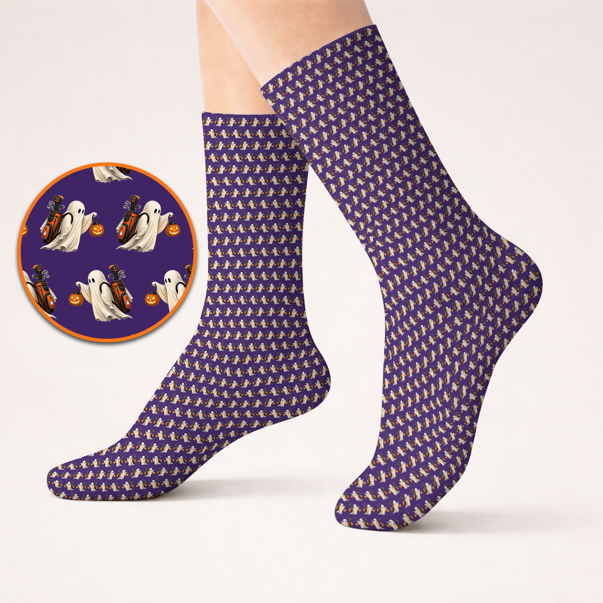 Halloween Golf Socks, Ghost Pattern Golf Sock, Spooky Golf Gift for Golf Lovers