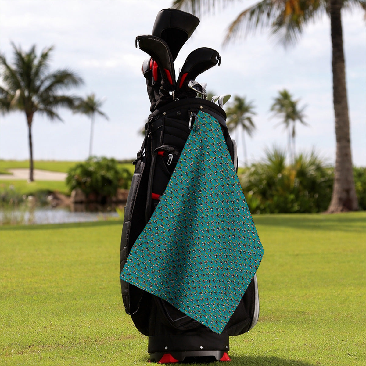 Bernese Mountain Golf Cart Pattern Towels, Funny Bernese Golf Towel, Golf Gift For Golfer