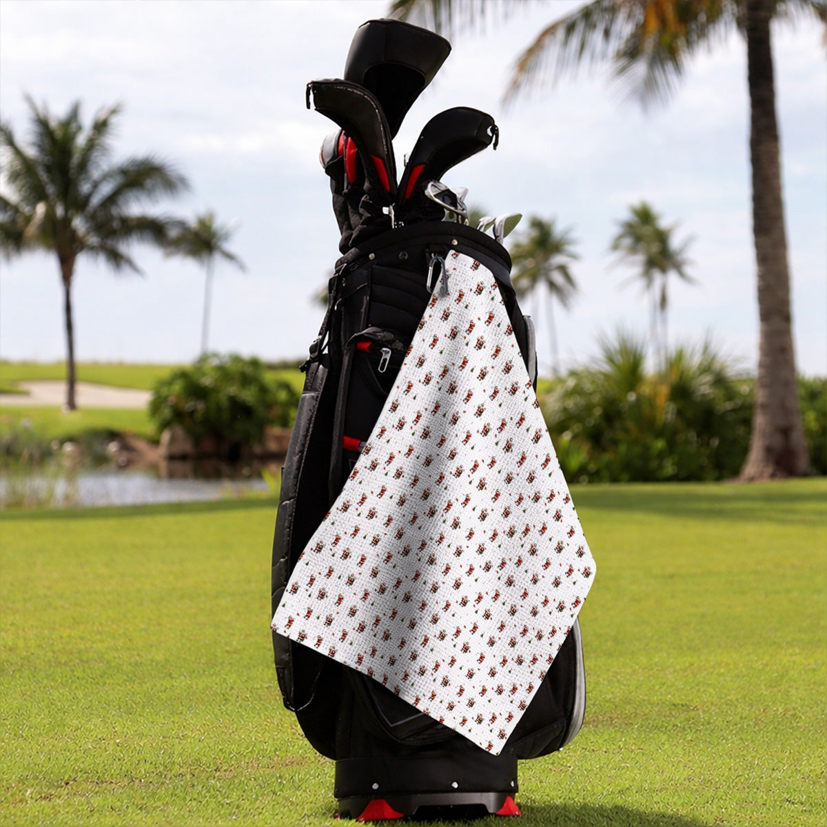 Funny Santa Pattern Golf Towels, Xmas Golf Towel For Golfers, Christmas Golf Gift For Holiday