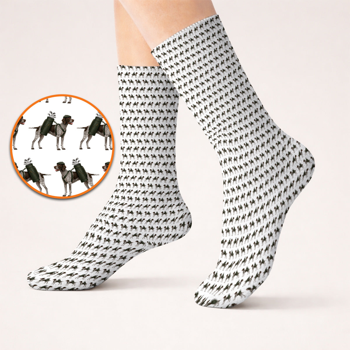 Crazy German Shorthaired Pointer Golf Socks, Pointer Pattern Golf Sock, Golf Gift For Golfer