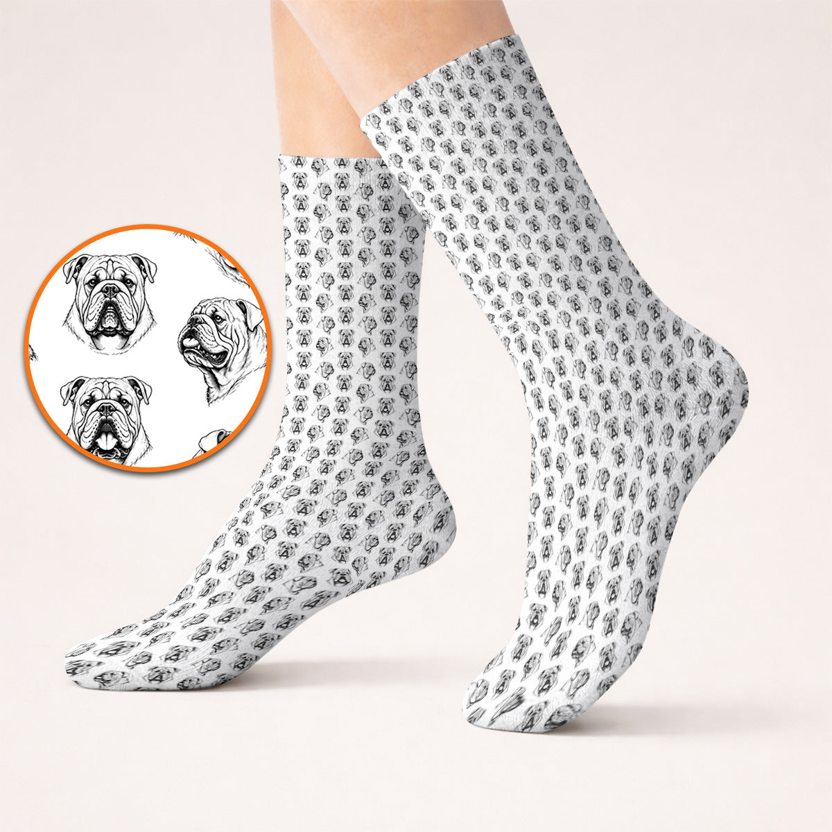 English Bulldog Golf Pattern Socks, Bulldog Golf Sock, Crazy Golf Gift For Golfers
