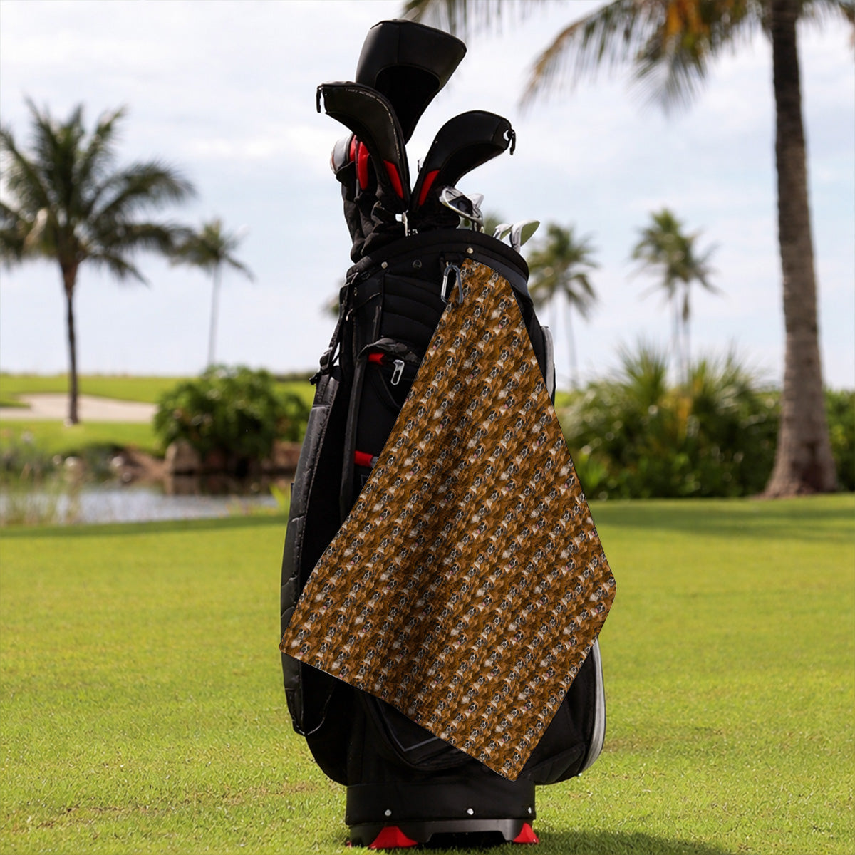 Crazy Boxer Middle Finger Golf Towels, Boxer Pattern Golf Towel for Golfer, Golf Gift for Dog Lovers