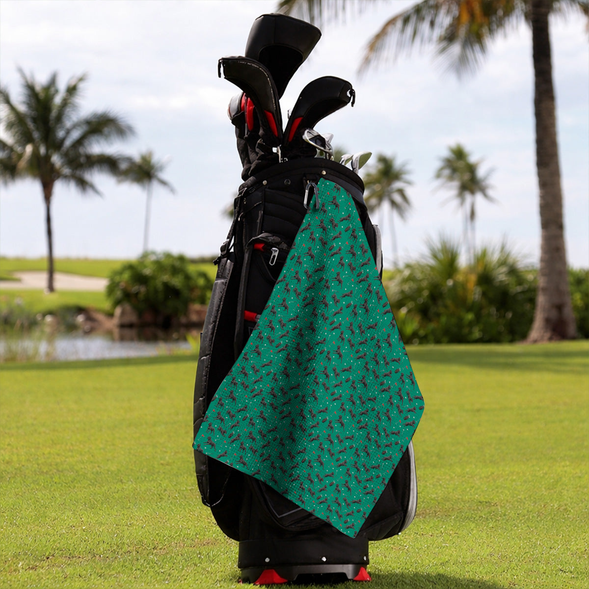 Crazy Cane Corso Pattern Golf Towel, Black Cane Corso Golf Towels for Dog Lovers, Golf Gift for Golfers