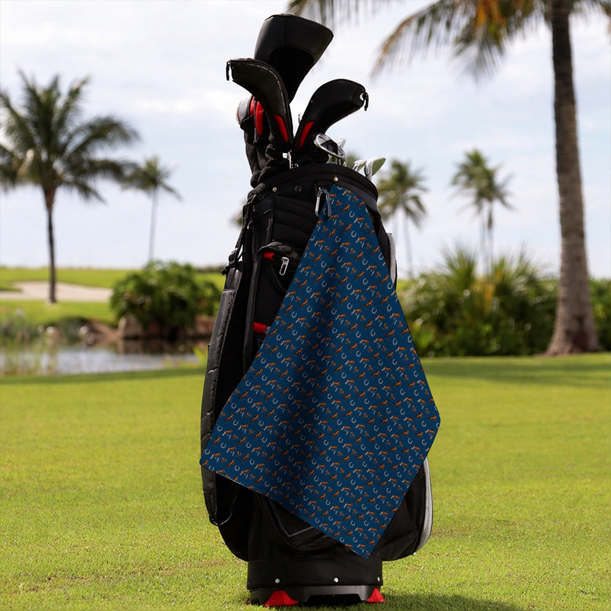Funny Horse Golf Pattern Towel, American Quarter Horse Golf Towels, Western Horse Gift for Golfers
