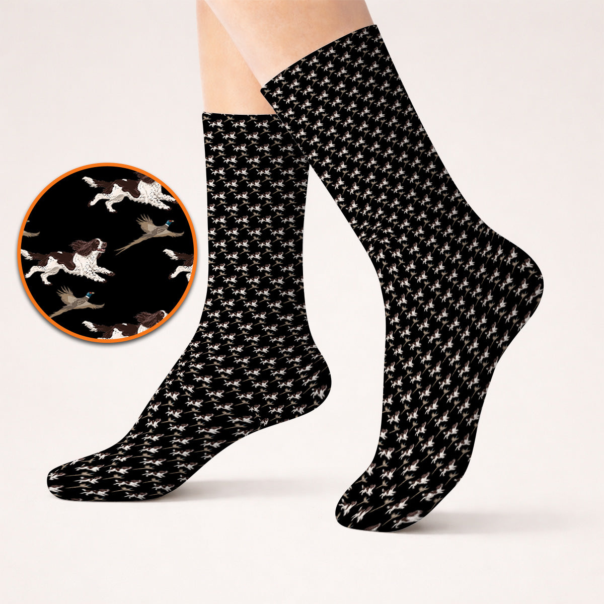 English Springer Spaniel Golf Socks, Crazy Dog Pattern Golf Sock, Golf Gift For Golfers
