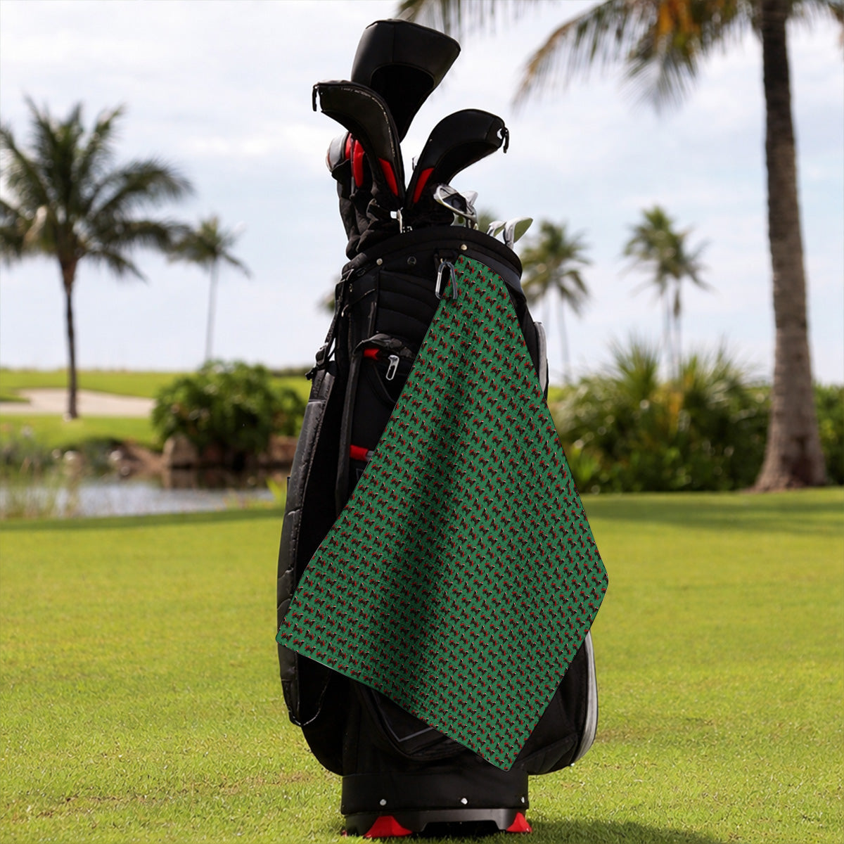 Black Cat Christmas Golf Towels, Crazy Cats Golf Towel For Xmas Holiday, Golf Gift For Cat Loving Golfer