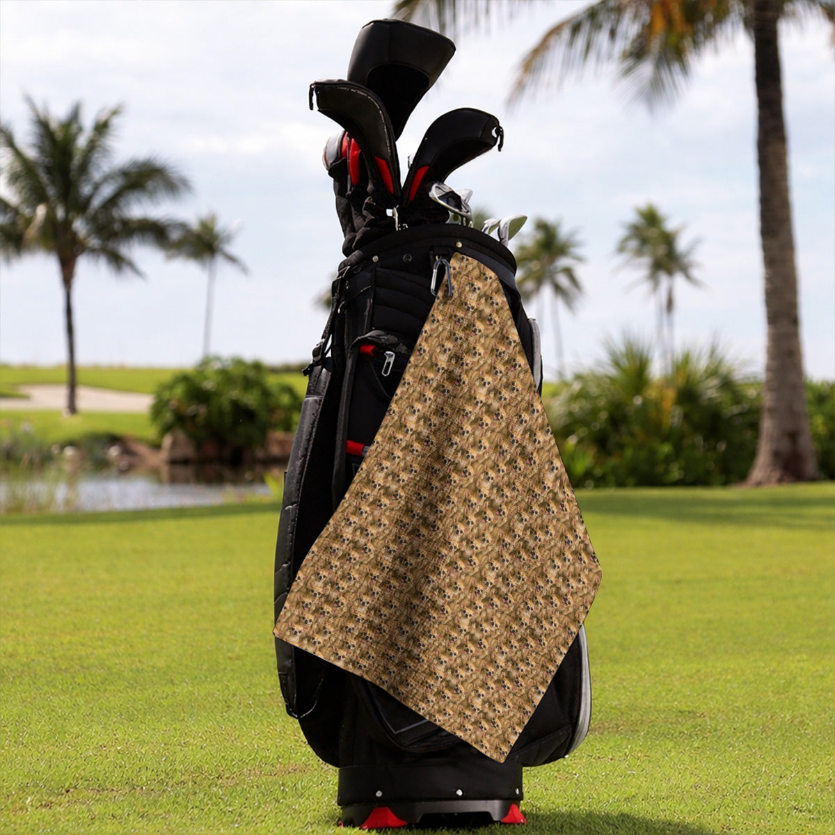 Chihuahua Middle Finger Golf Towel, Funny Chihuahua Pattern Golf Towels for Dog Lovers, Golf Gift For Golfer