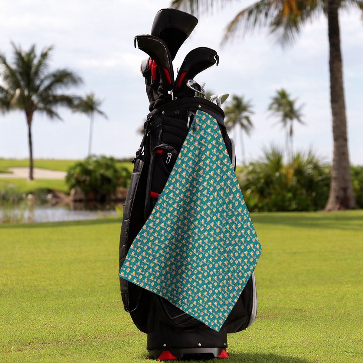 Pomeranian Pattern Golf Towel, Pomeranian Dog Golf Towels, Golf Gift For Golfer