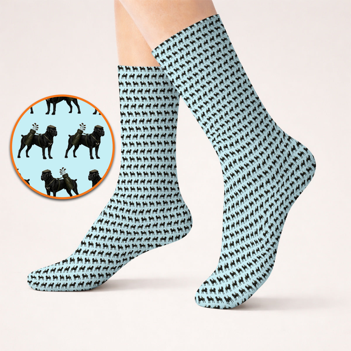 Cane Corso Pattern Golf Socks, Black Cane Corso Golf Sock for Dog Lovers, Crazy Golf Gift for Golfers