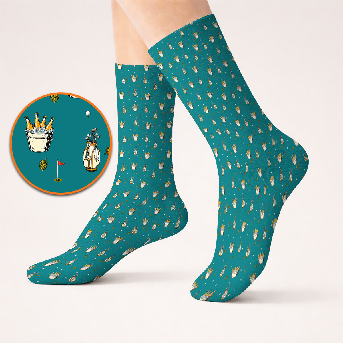 Crazy Beer Pattern Golf Socks, Beers Golf Sock, Golf Gift For Golfer