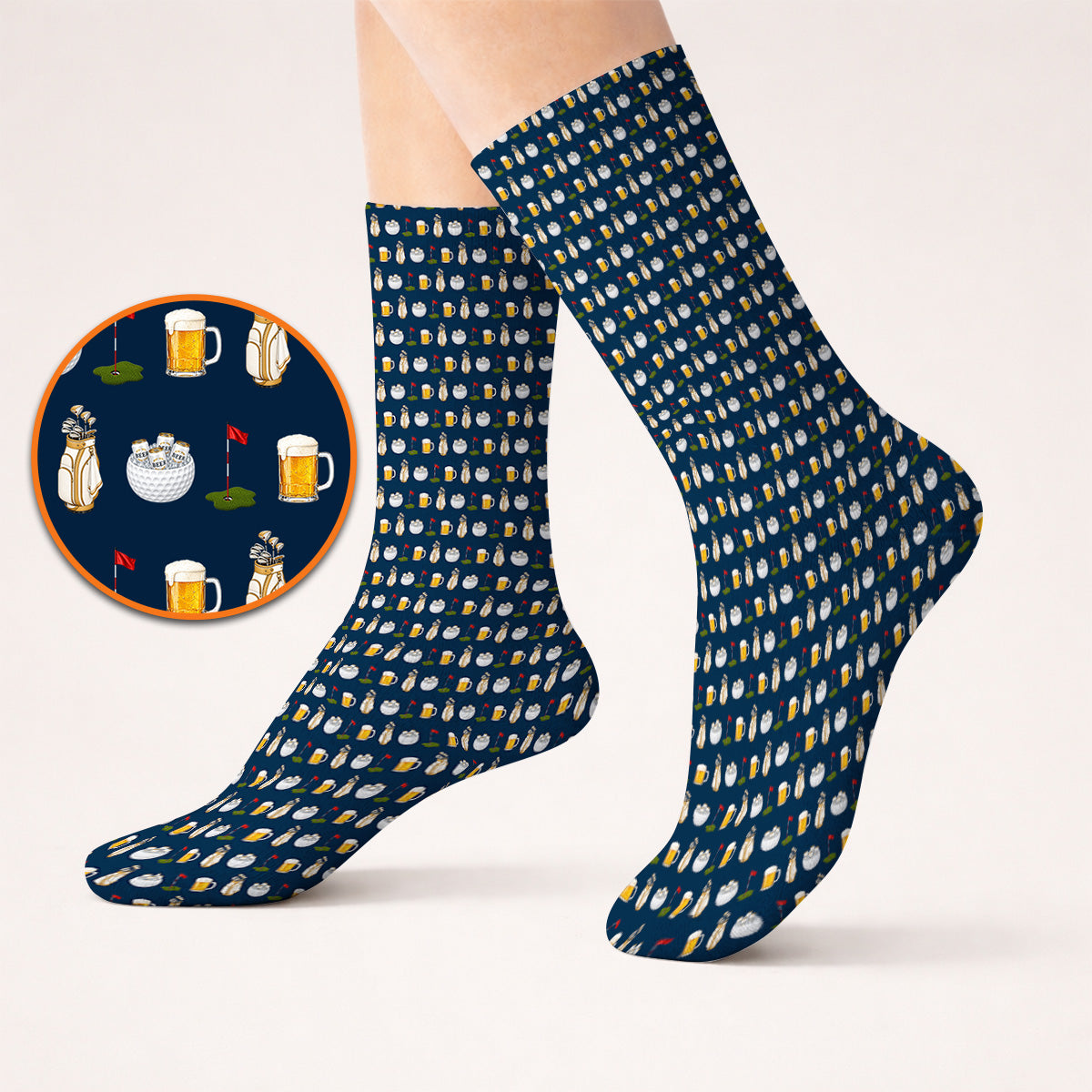 Crazy Beer Pattern Golf Sock, Beers Golf Socks, Golf Gift For Golfer