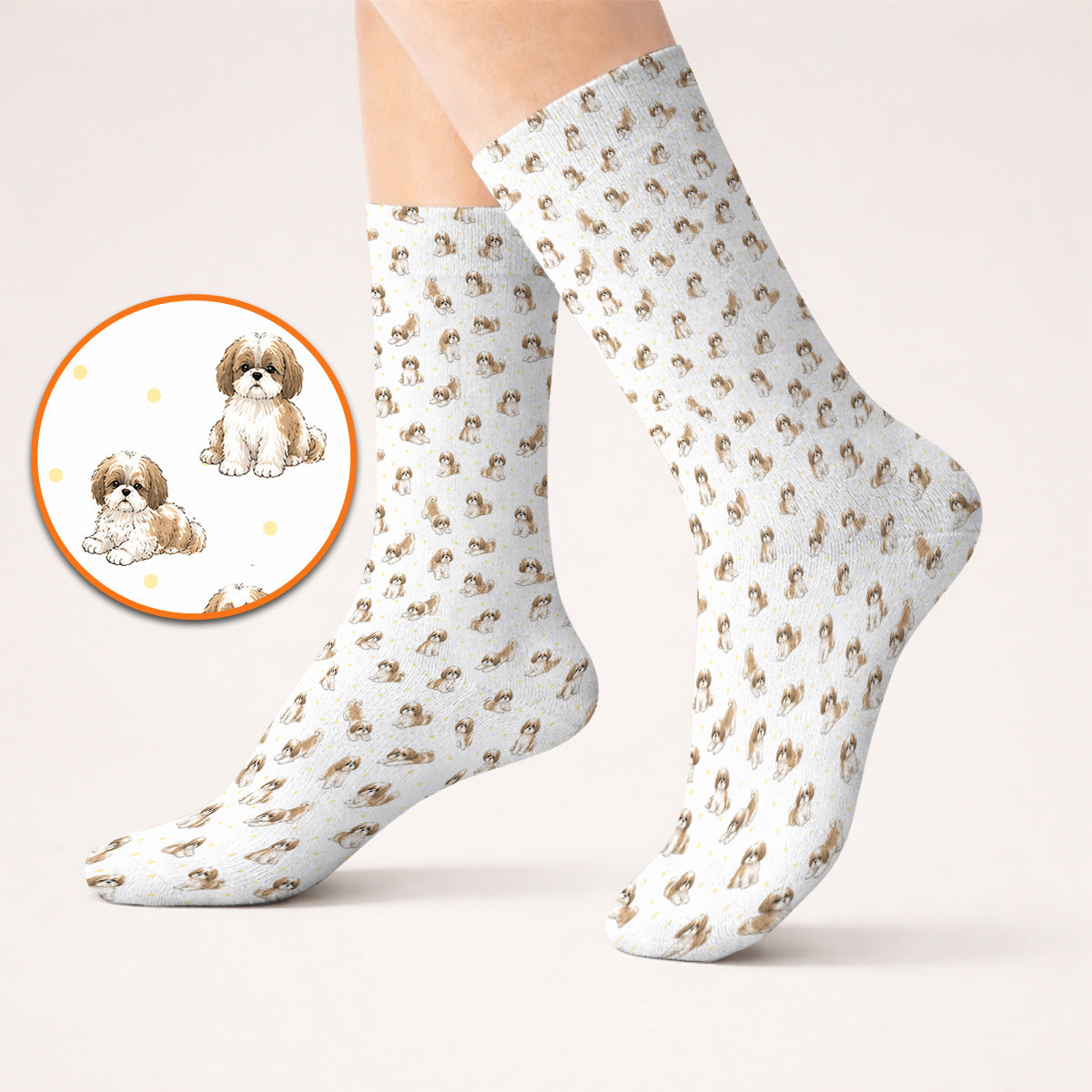 Funny Shih Tzu Golf Sock, Cute Shih Tzu Pattern Golf Socks, Golf Gift For Golfer