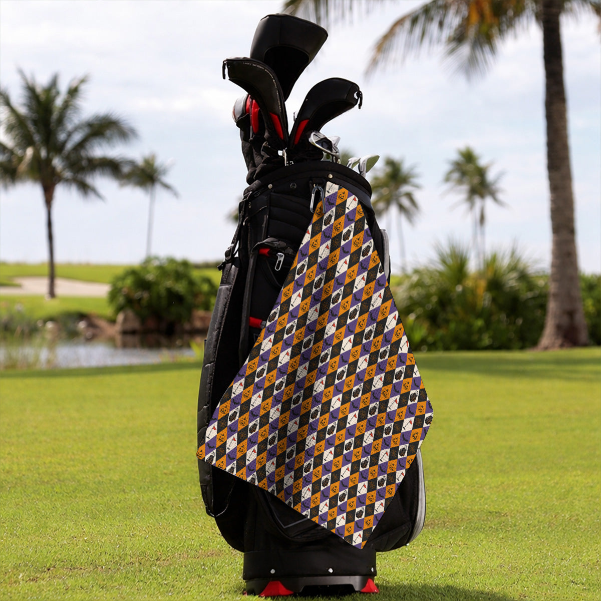 Halloween Pattern Golf Towels, Vintage Halloween Golf Towel For Golfer, Pumpkin Golf Gift for Golf Lovers