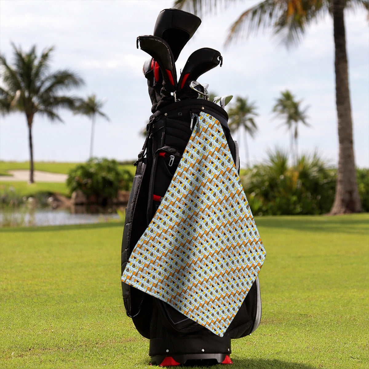 Beer Pattern Golf Towel, Funny Beer Lover Golf Towels, Golf Gift For Beer Lovers