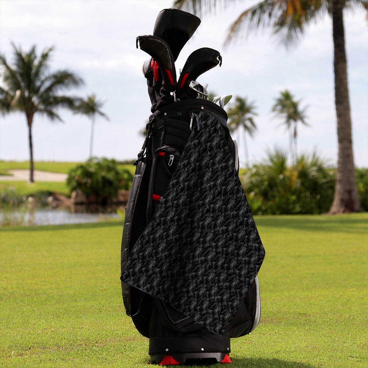 Black Horse Golf Pattern Towel, American Quarter Horse Golf Towels, Western Horse Gift for Golfers