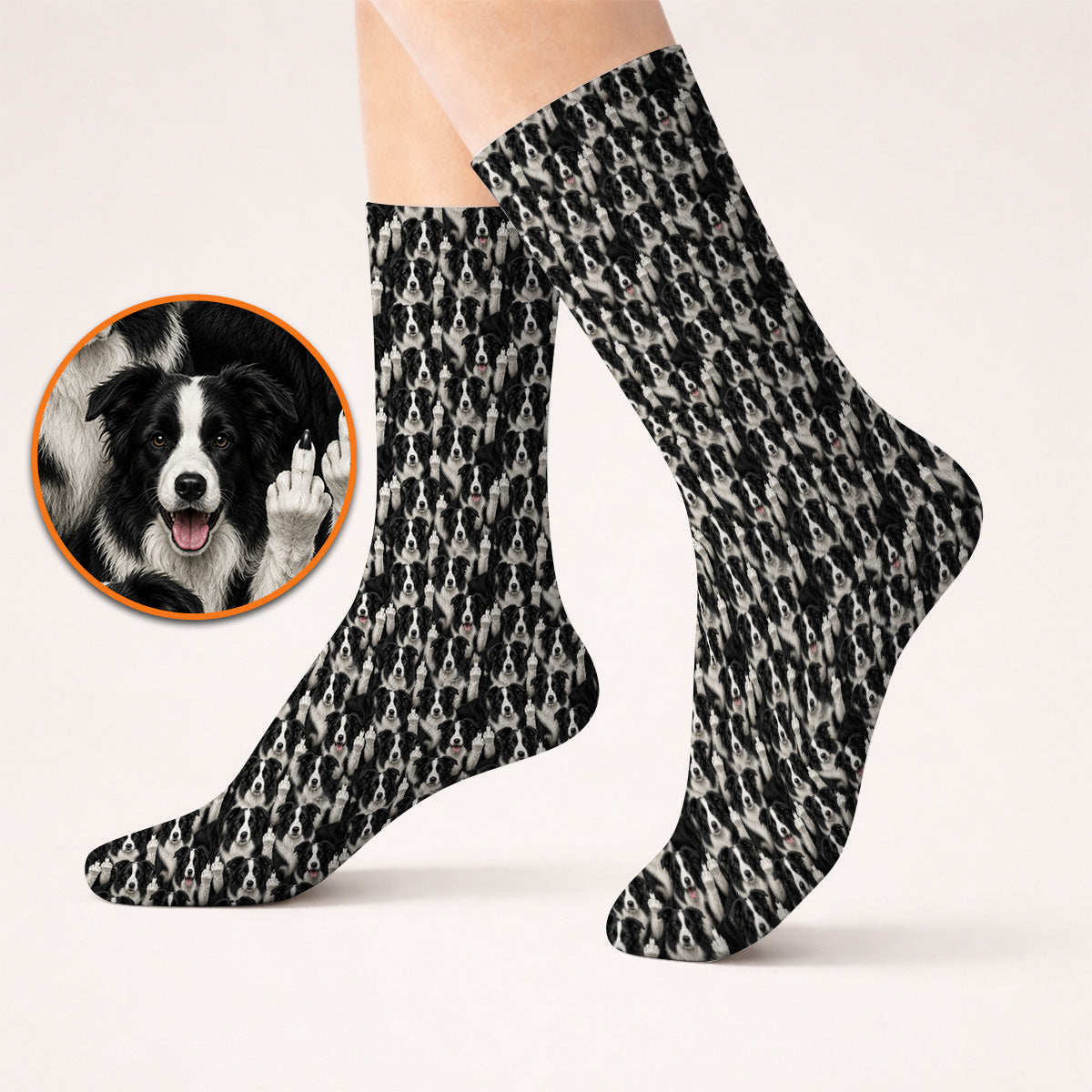 Crayzy Border Collie Golf Socks, Border Collie Pattern Golf Sock for Golfer, Dog Lovers Golf Gift
