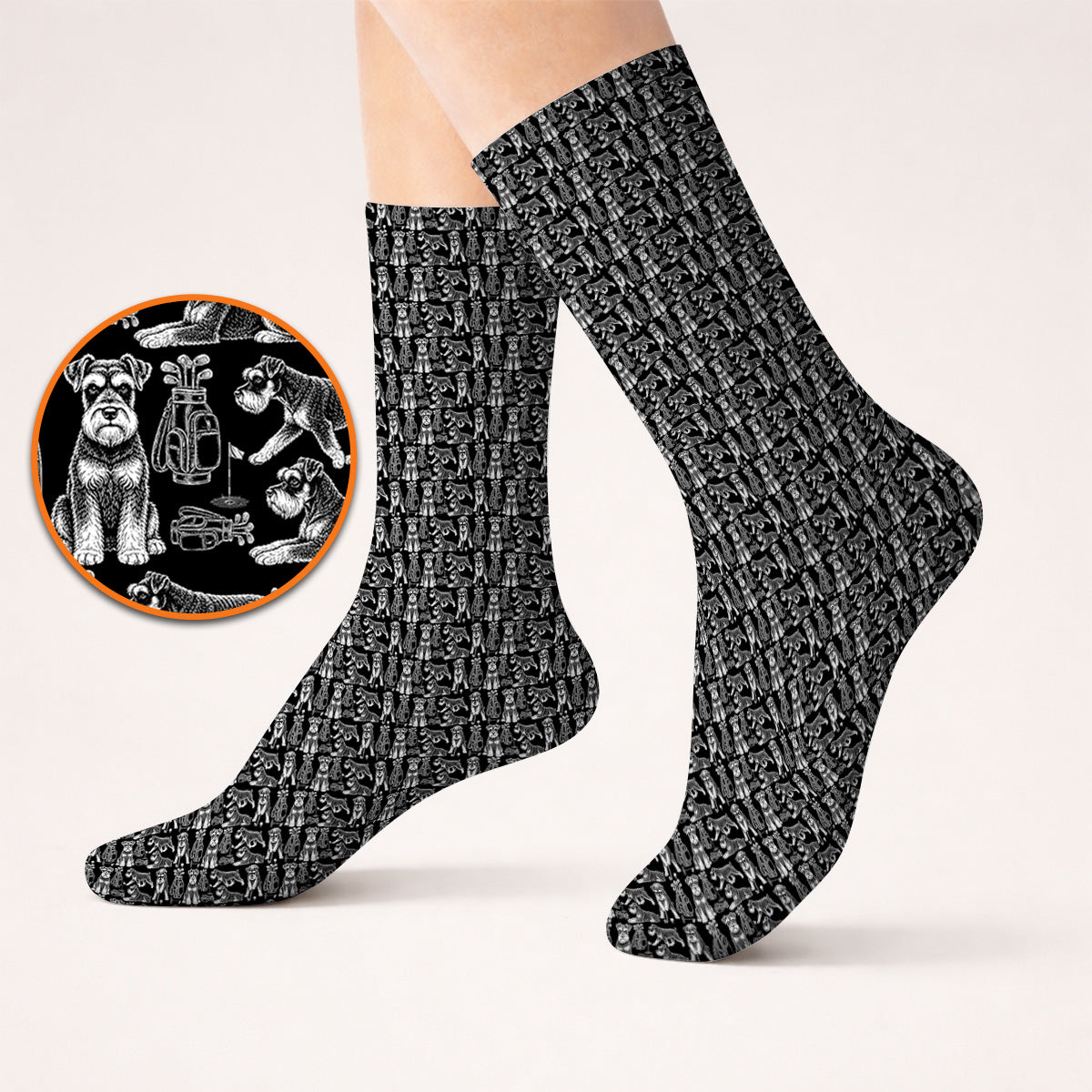 Miniature Schnauzer Golf Sock, Retro Schnauzer Golf Socks, Crazy Golf Gift For Golfer