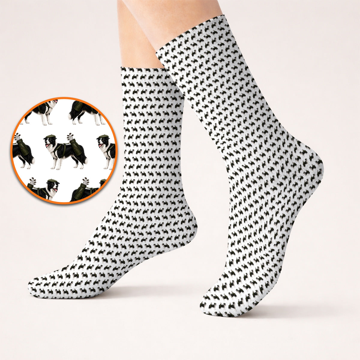 Funny Border Collie Golf Socks, Border Collie Pattern Golf Sock for Golfer, Dog Lovers Golf Gift