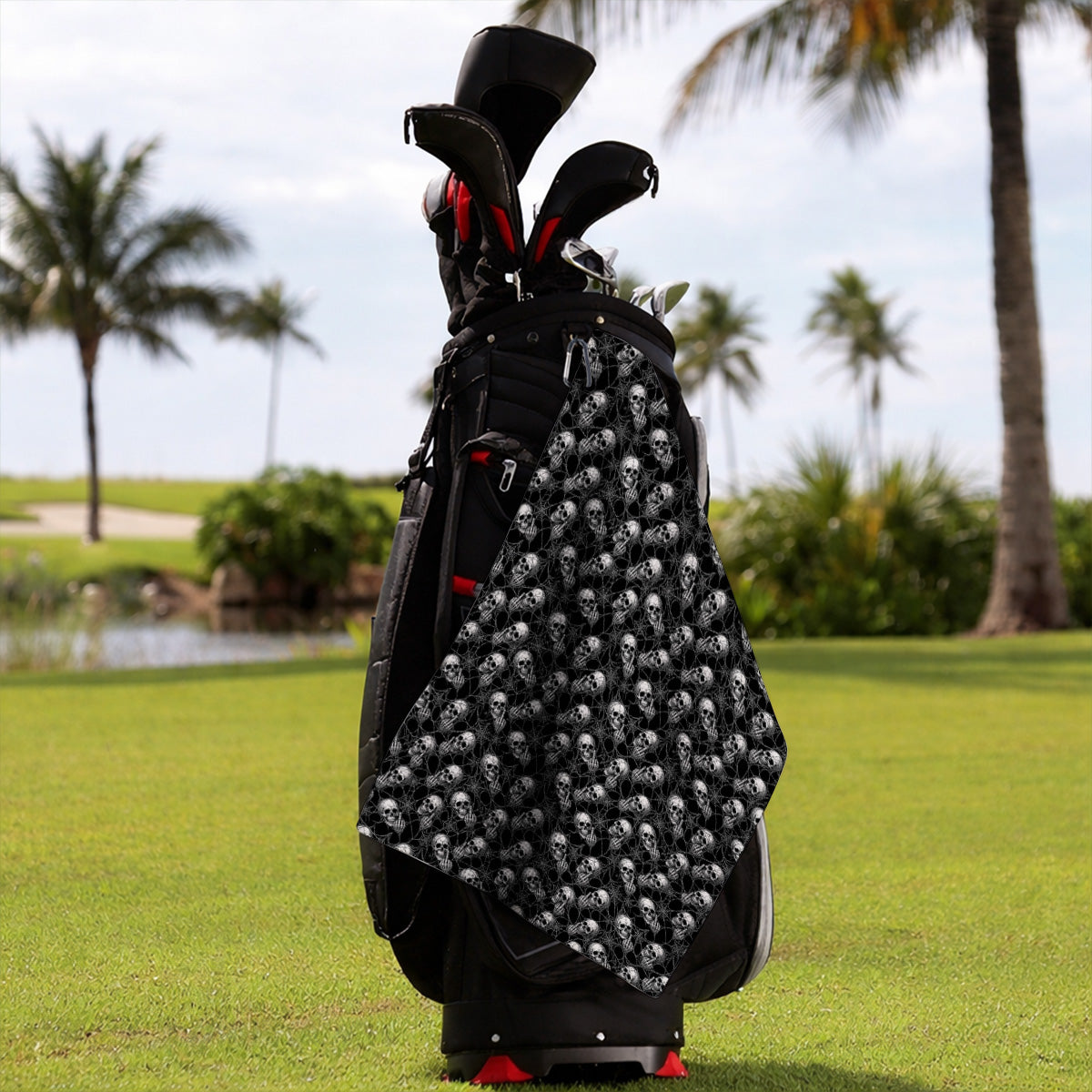 Crazy Skull Pattern Golf Towel, Skeleton Golf Towels, Unique Golf Gift For Golfer
