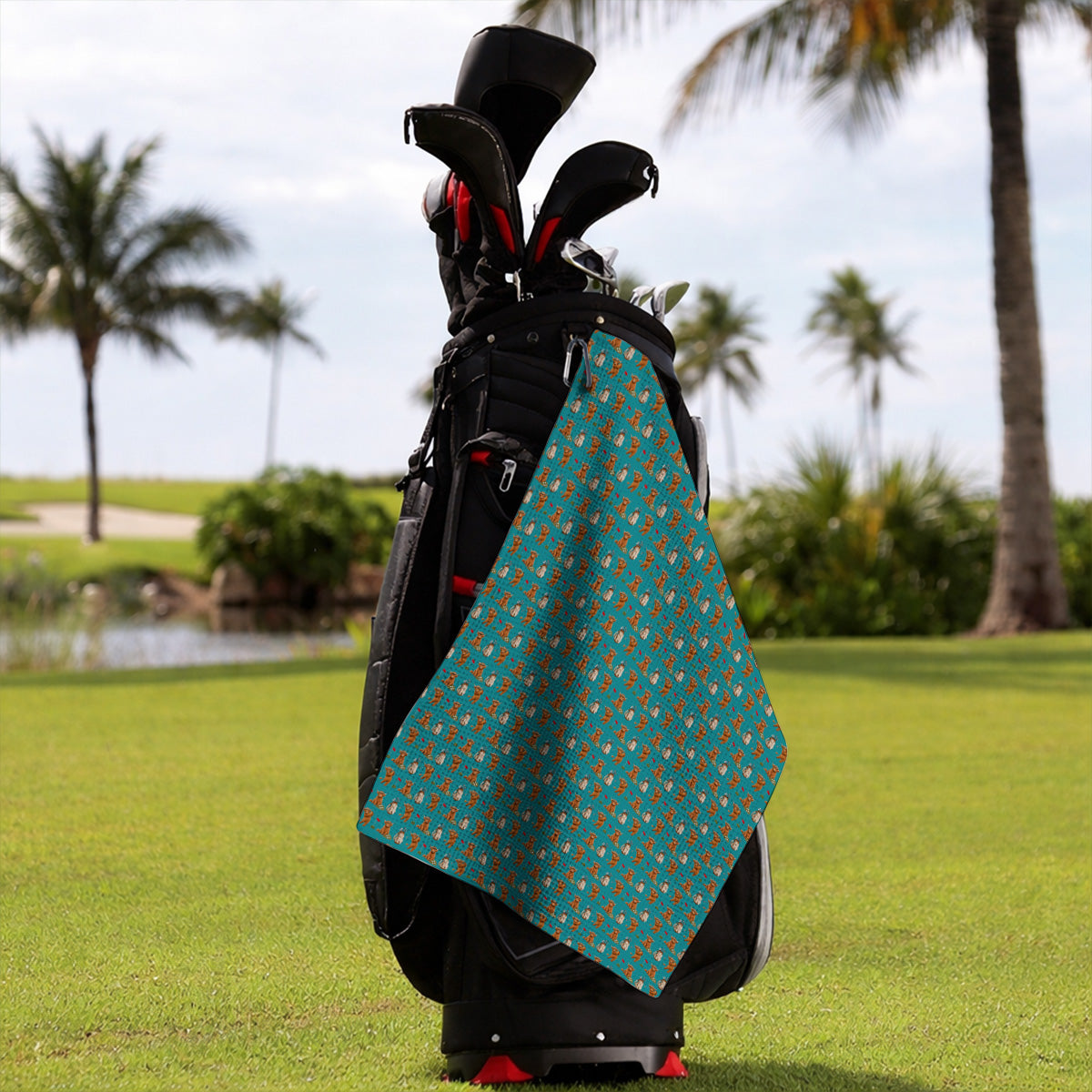 Funny Highland Cow Golf Towel, Highland Cow Pattern Golf Towels, Golf Gift For Golfer