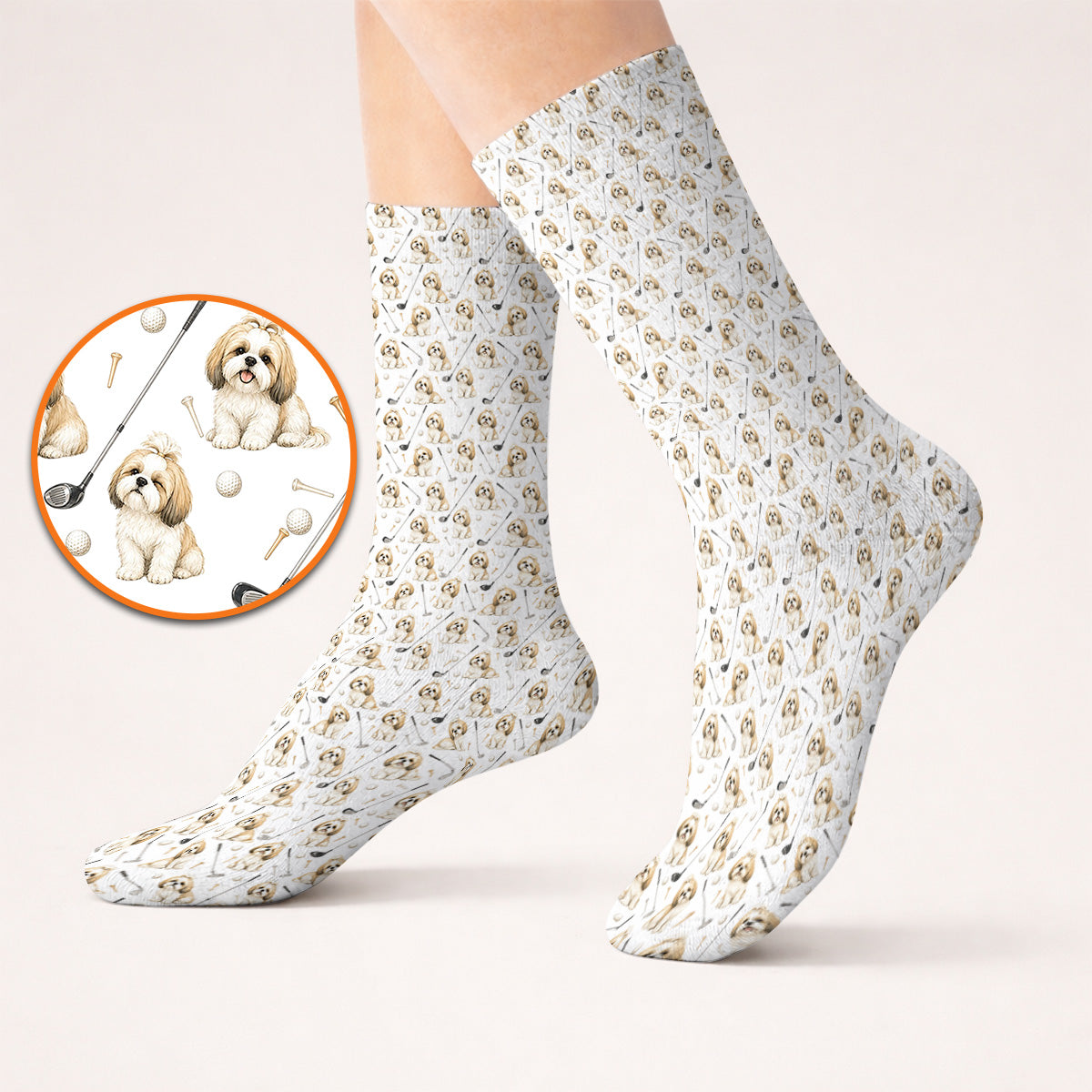Shih Tzu Golf Socks, Cute Shih Tzu Pattern Golf Sock, Crazy Golf Gift For Golfer