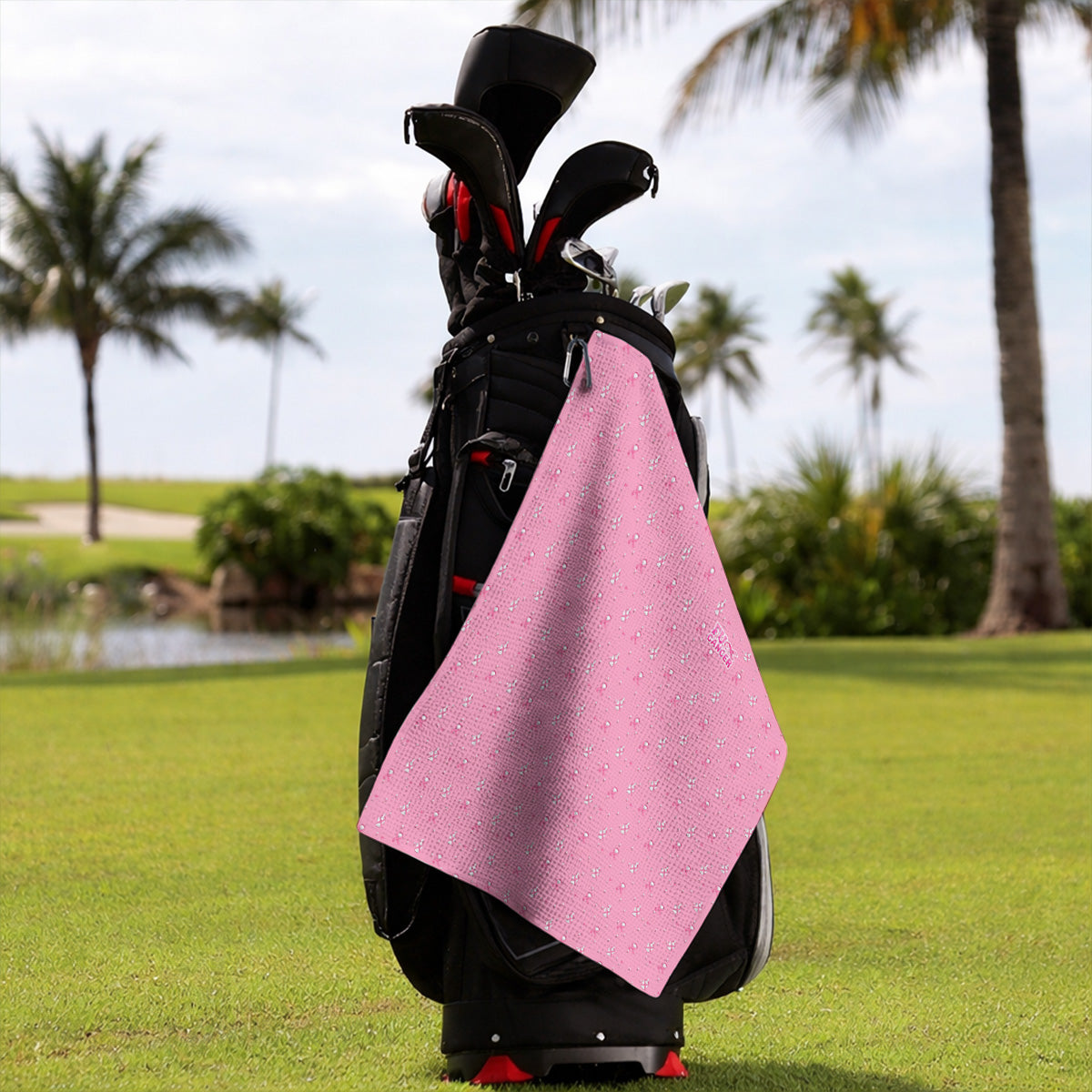 Pink Ribbon Golf Towels, Breast Cancer Awareness Pattern Golf Towel, Supportive Golfer Gift for Golfer