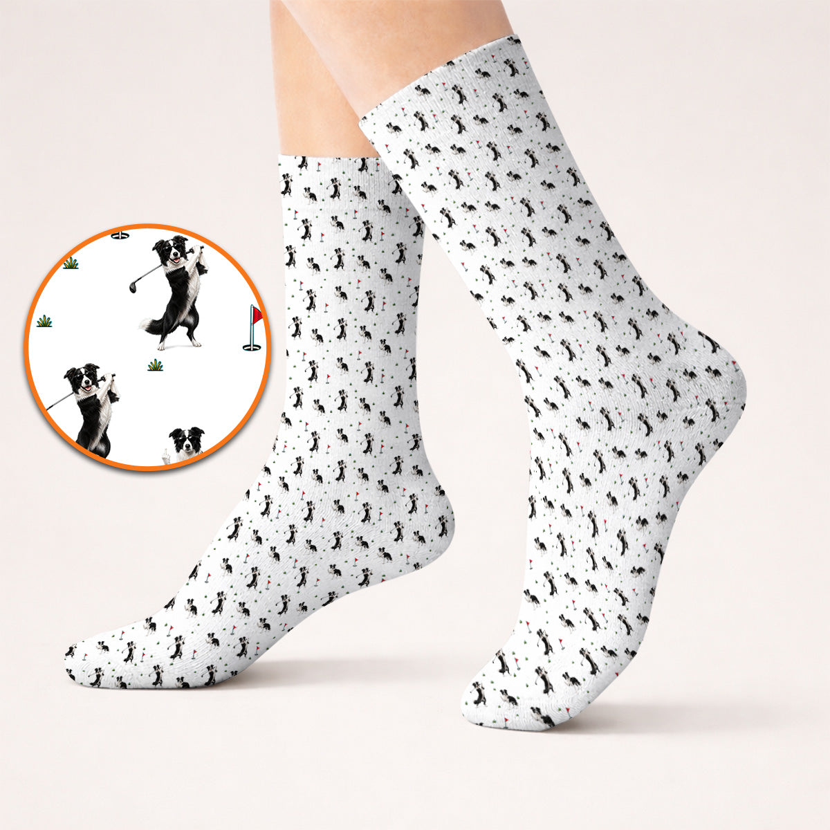 Border Collie Golf Socks, Border Collie Pattern Golf Sock For Golfer, Funny Golf Gift For Dog Lover