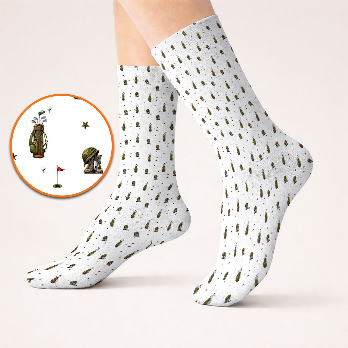 Veteran Golf Socks, Military Army Pattern Golf Sock, Patriotic Veteran Golf Gift For Golfers