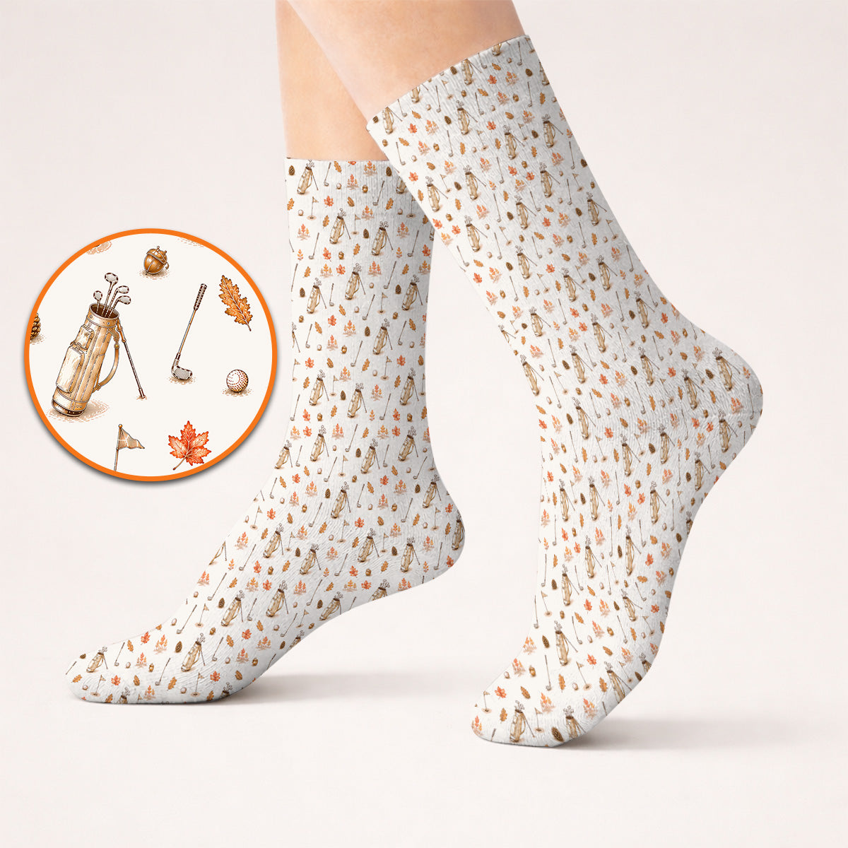 Vintage Squirrel Golf Socks, Autumn Golf Fall Pattern Sock, Golf Gift For Golfer