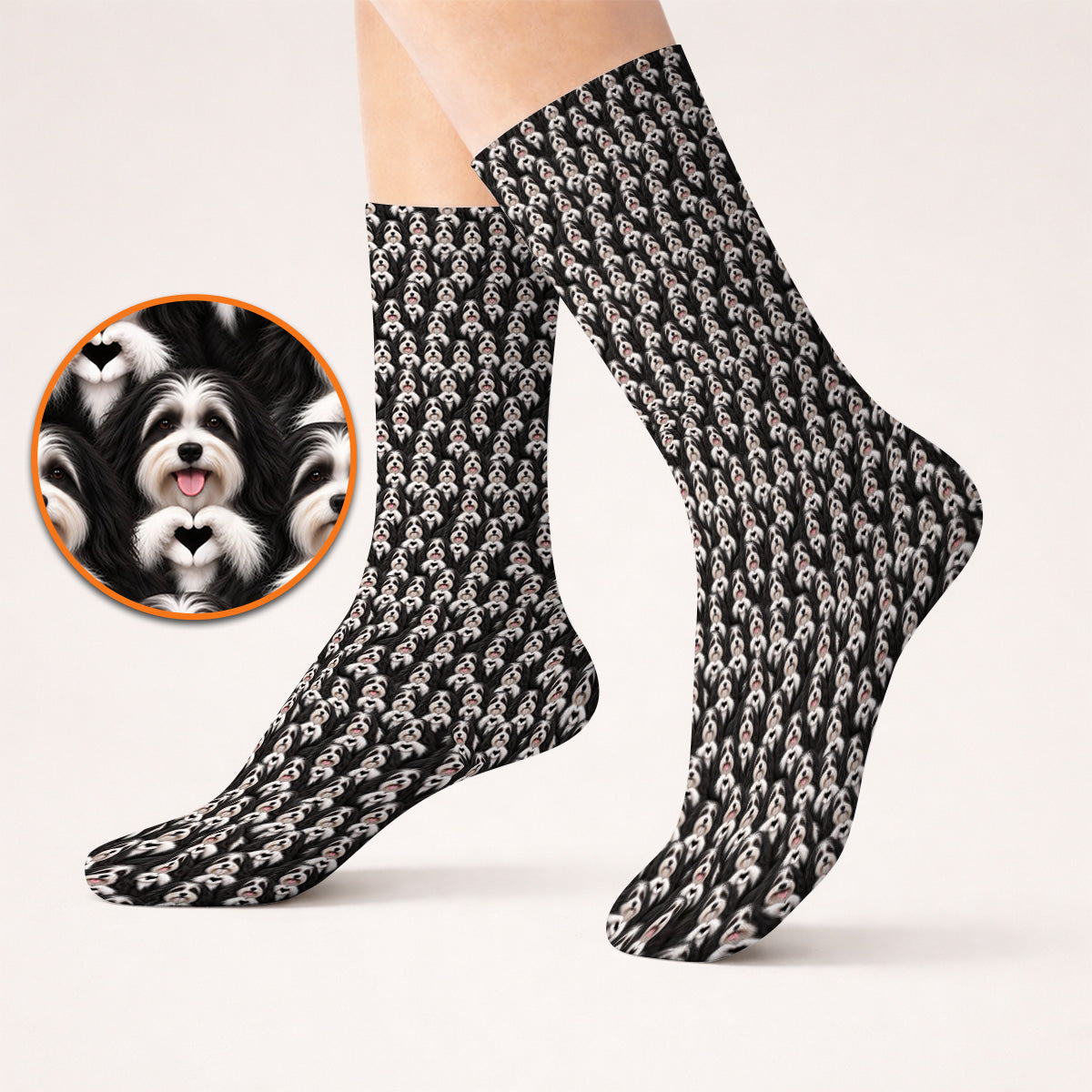 Havanese Dog Pattern Golf Socks, Cute Havanese Lover Golf Sock, Funny Dog Golf Gift For Golfers